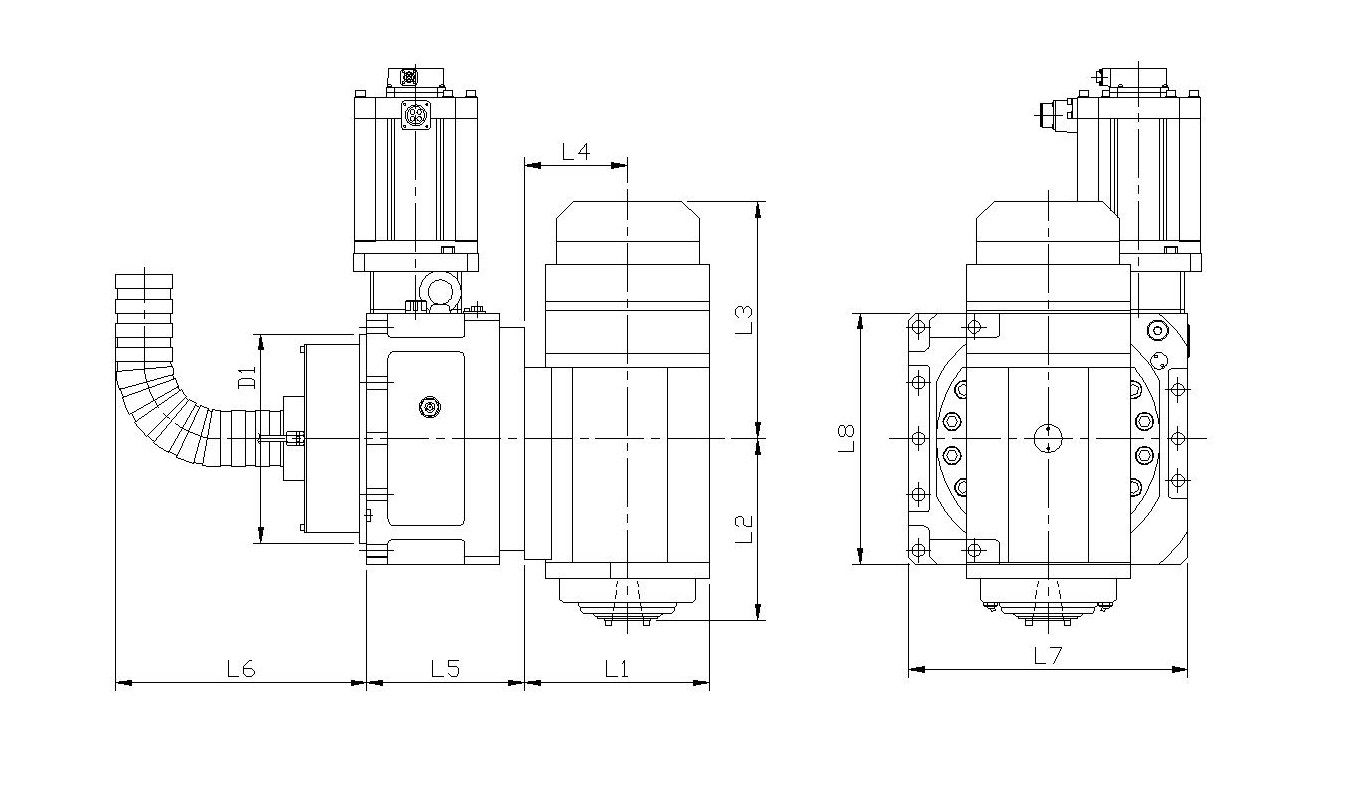 /dimensions extérieures de la tête de broche rotative