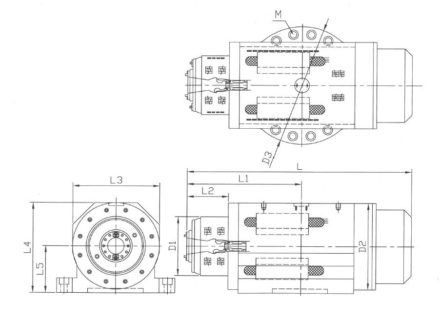 /dimensions extérieures de la broche rotative